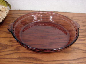Vintage PYREX Glass Visions Cranberry #229 Fluted Handled Deep Dish Pie Plate Baking Dish