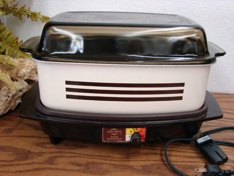 Vintage West Bend Slow Cooker Bean Pot Crockpot MCM Small Appliance, Moose-R-Us.Com Log Cabin Decor