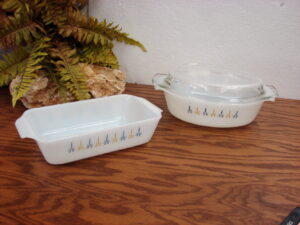 Vintage Anchor Hocking Fire King USA Candle Glow Atomic Star Milk Glass Kitchenware