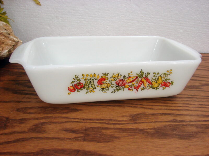 Vintage Anchor Hocking USA Vegetable Harvest Milk Glass Kitchenware Cookware, Moose-R-Us.Com Log Cabin Decor