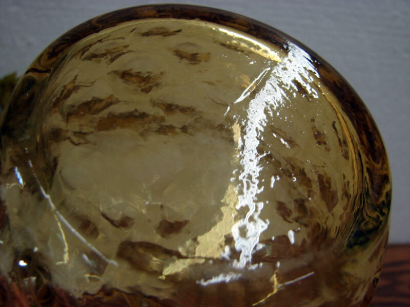 Vintage Thick Glass Coin Dot Bubble Gold Amber Vase, Moose-R-Us.Com Log Cabin Decor