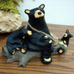 Big Sky Carvers Bearfoots Bears Bears on Log Fishing Rainbow Trout