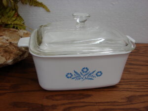 Corning Ware Blue Cornflower USA P-4 Small Rectangular Casserole w/ Glass PYREX Lid