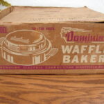 Vintage Round Chrome Dominion Waffle Maker Baker w/ Original Box Recipes