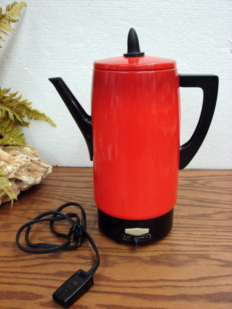 Vintage Empire Electric Automatic Red Black Coffee Percolator 12 Cup, Moose-R-Us.Com Log Cabin Decor