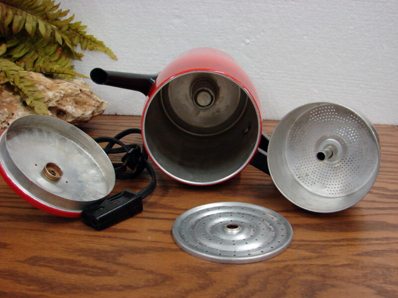 Vintage Empire Electric Automatic Red Black Coffee Percolator 12 Cup, Moose-R-Us.Com Log Cabin Decor