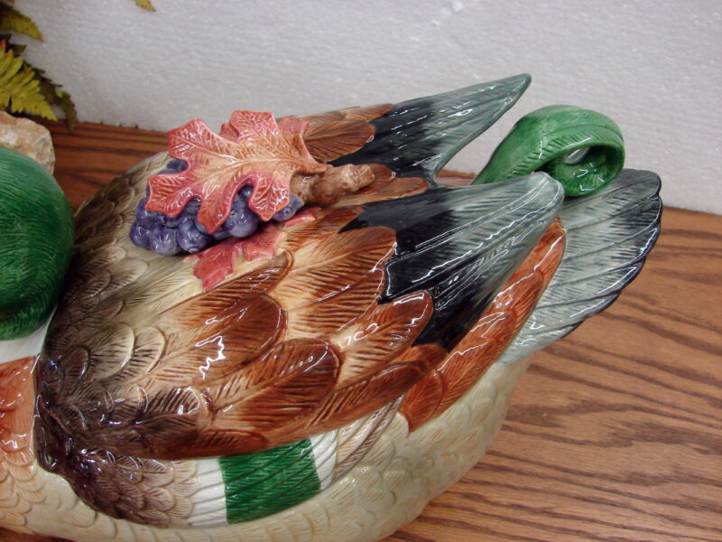 Fitz and Floyd Mallard Duck Soup Tureen Serving Bowl w/ Curled Tail Feather Ladle, Moose-R-Us.Com Log Cabin Decor