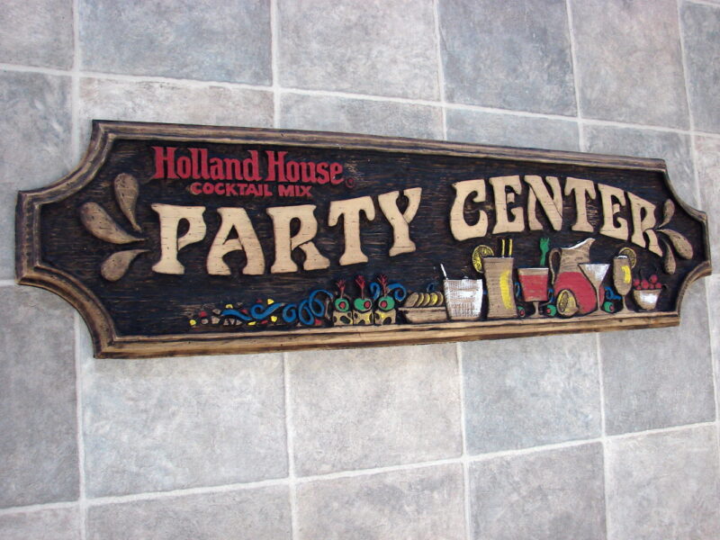 Vintage Wood Carved Tiki Party Holland House Party Center Cocktail Mix Sign 42&#8243;, Moose-R-Us.Com Log Cabin Decor