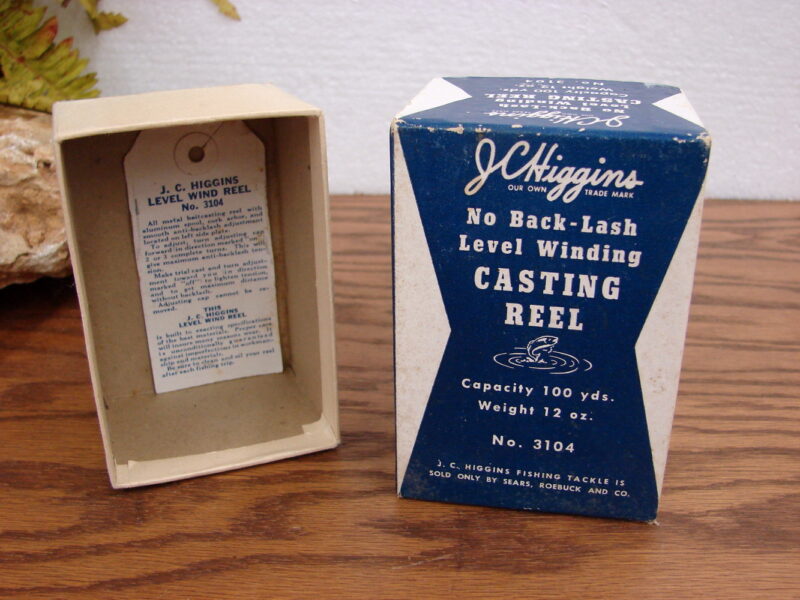 Vintage JC Higgins Level Winding Casting Reel Box w/ Paperwork, Moose-R-Us.Com Log Cabin Decor