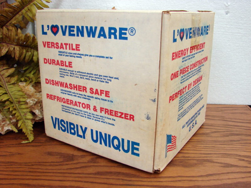 Vintage NIB Amber Vision L&#8217;Ovenware 22 Piece Cookware Casserole Storage Loaf Pie Cookbook, Moose-R-Us.Com Log Cabin Decor