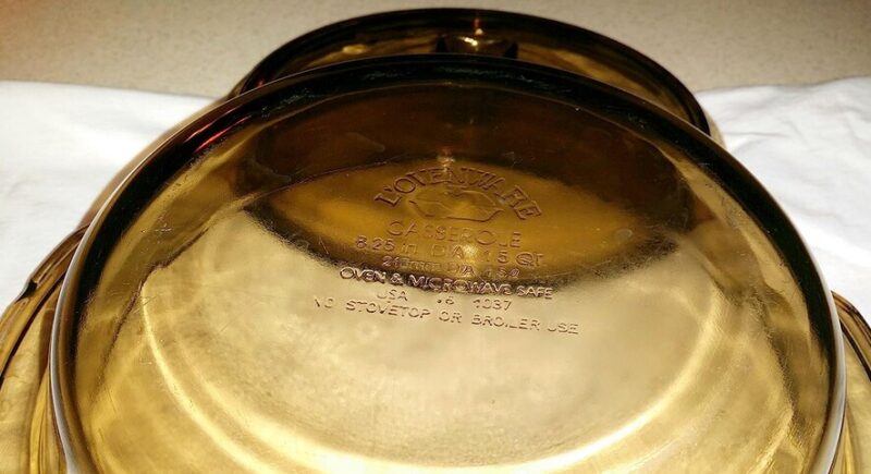 Vintage NIB Amber Vision L&#8217;Ovenware 22 Piece Cookware Casserole Storage Loaf Pie Cookbook, Moose-R-Us.Com Log Cabin Decor