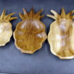 Hand Carved Exotic Monkey Pod Wood Rustic Primitive Centerpiece Bowl Pineapple