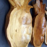 Hand Carved Exotic Monkey Pod Wood Rustic Primitive Centerpiece Bowl Pineapple - Image 2