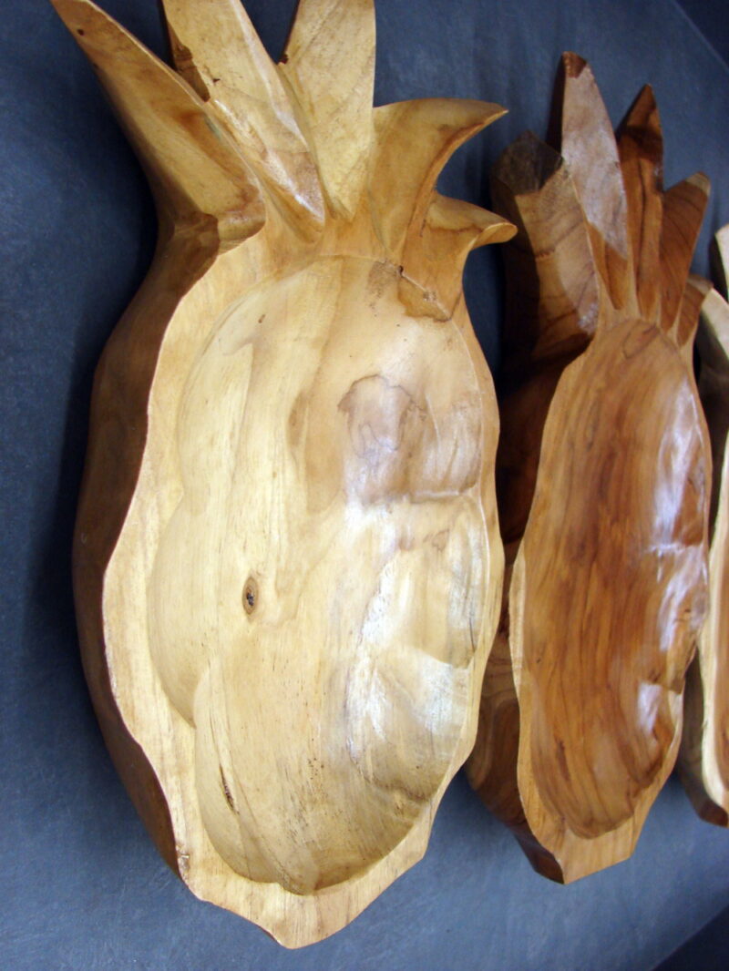 Hand Carved Exotic Monkey Pod Wood Rustic Primitive Centerpiece Bowl Pineapple, Moose-R-Us.Com Log Cabin Decor