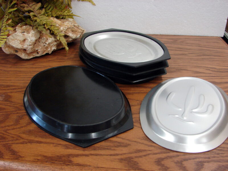 Vintage Scandinavian Nordic Ware Sizzler Steak Platter Fajita Holder Set/4, Moose-R-Us.Com Log Cabin Decor