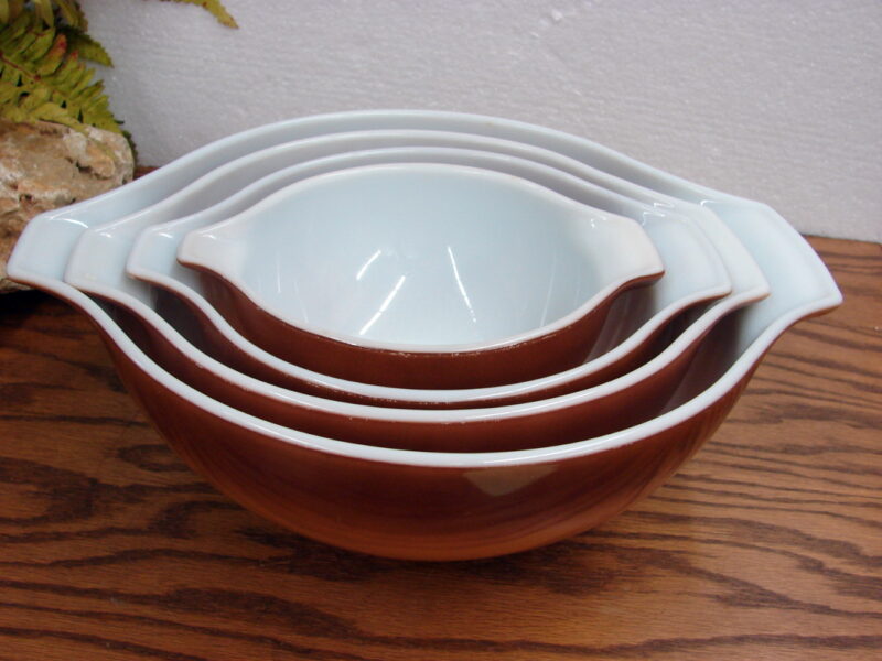 Vintage PYREX Old Orchard Nesting Mixing Bowl Set 441 442 443 444, Moose-R-Us.Com Log Cabin Decor