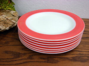 Vintage Pyrex Flamingo Pink Coral Ring 10" Plate Set/ 7