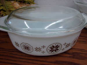Vintage PYREX Town & Country Pattern #043 Oval Casserole w/ Lid