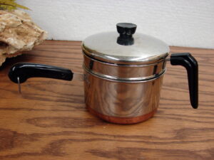 Vintage Copper Bottom Revere Ware Cookware Toy Double Boiler Miniature Double Sauce Pan