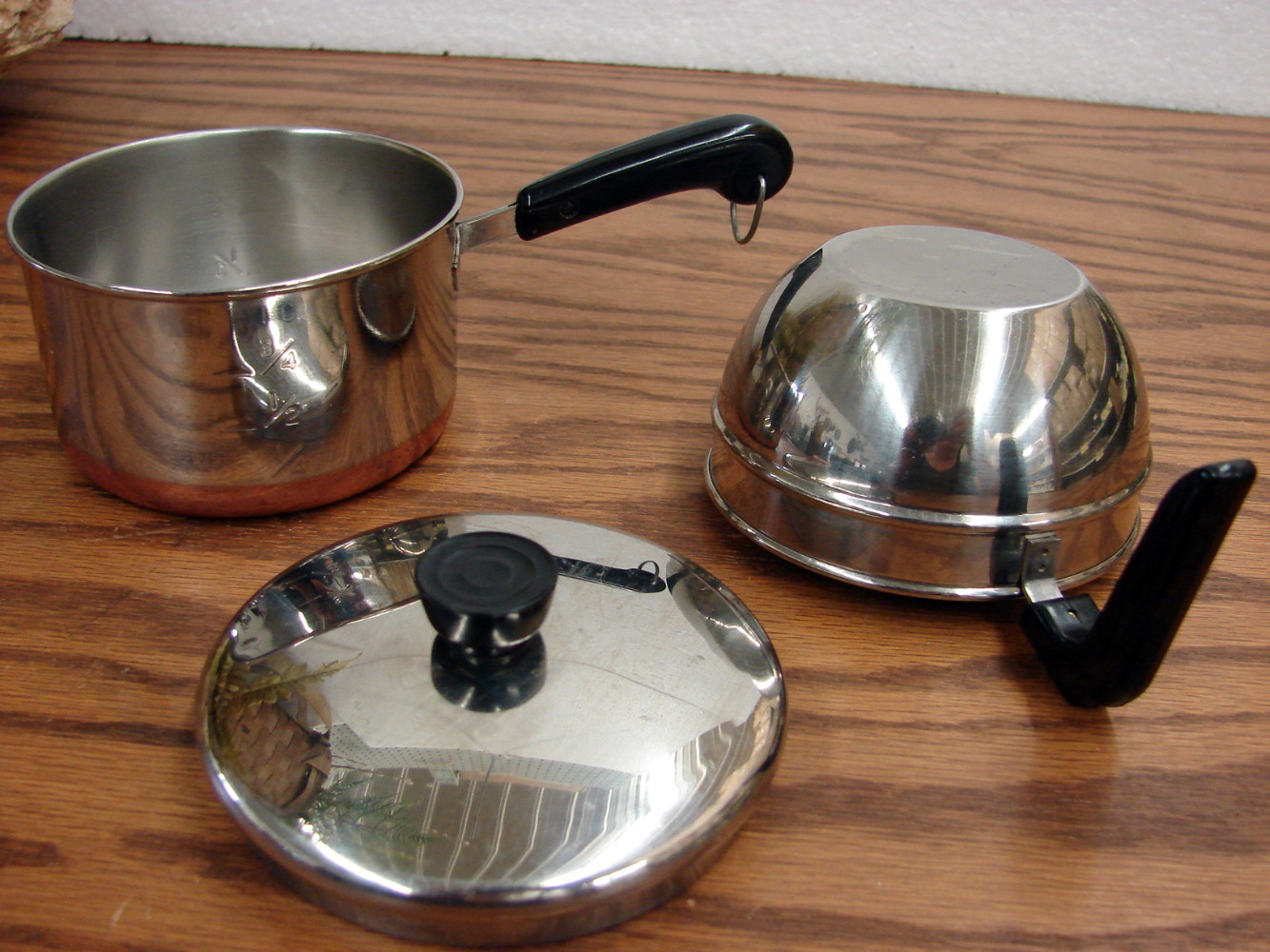 Vintage Copper Bottom Revere Ware Cookware Toy Double Boiler Miniature Double Sauce Pan - Image 2