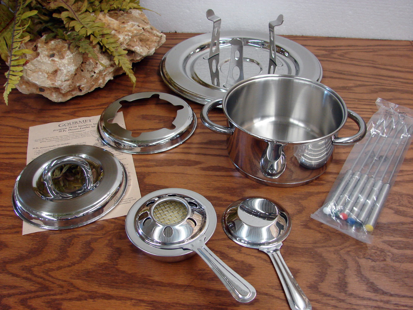 Vintage Tramontina Fondue Ensemble Chrome Heavy Duty Set -   Log Cabin Decor