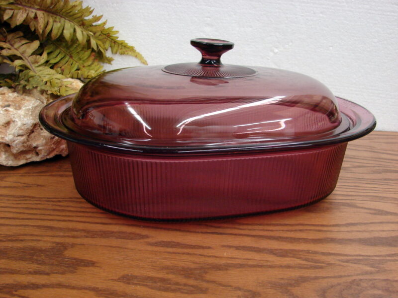 Vintage PYREX Cranberry Visions Cookware Nest Pots Pans Casserole, Moose-R-Us.Com Log Cabin Decor