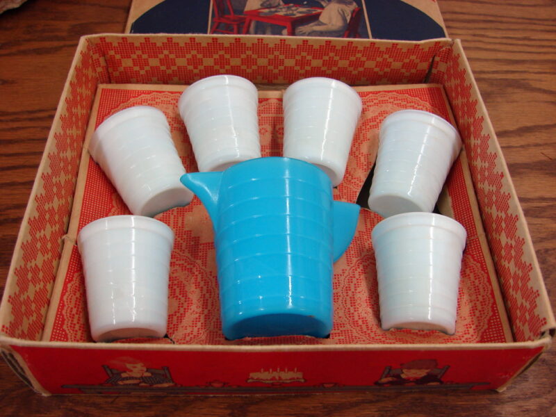 Vintage Akro Agate Sierra Set Doric Pansy Depression Glass Toy Play Set USA, Moose-R-Us.Com Log Cabin Decor