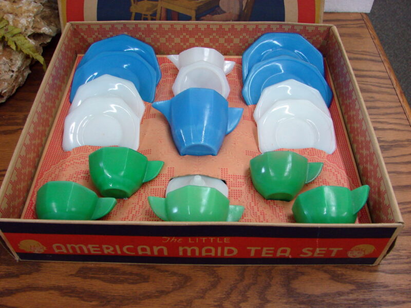 Vintage Akro Agate Sierra Set Doric Pansy Depression Glass Toy Play Set USA, Moose-R-Us.Com Log Cabin Decor