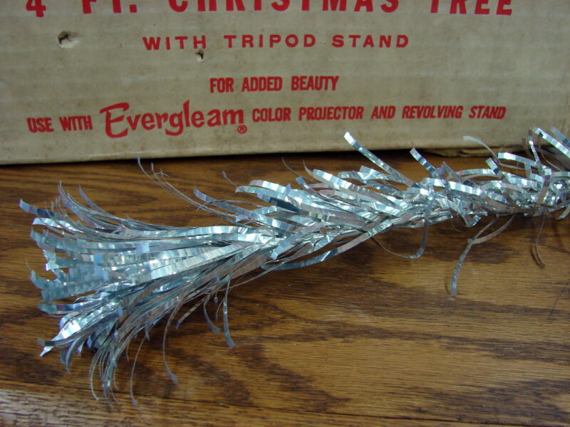 Vintage Evergleam 55 Branch Aluminum Christmas Tree Pom Pom 4 Foot Complete, Moose-R-Us.Com Log Cabin Decor