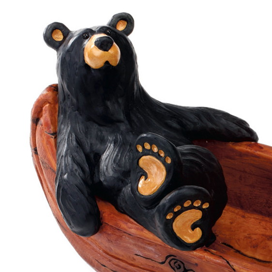 New Big Sky Carvers Bearfoots Bears Jeff Fleming Lazy River Canoe Grand Bear Figurine, Moose-R-Us.Com Log Cabin Decor