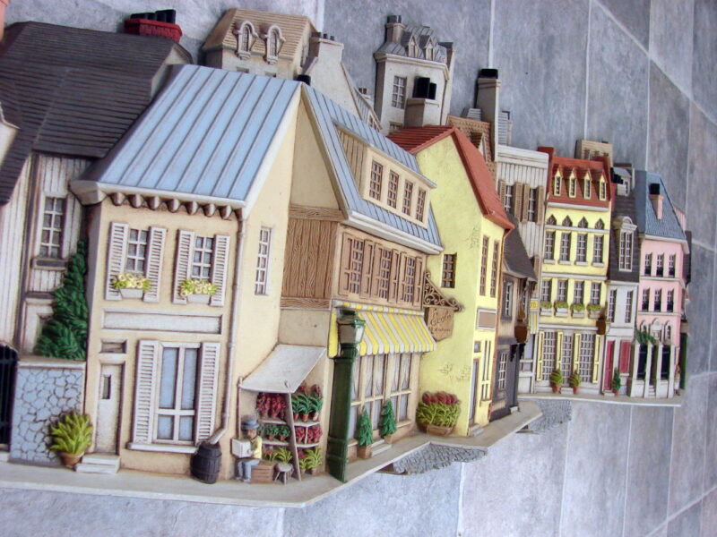 Vintage 1976 Burwood Products 3-D Oversized 55&#8243; Wall Hanging Street Scene Houses, Moose-R-Us.Com Log Cabin Decor