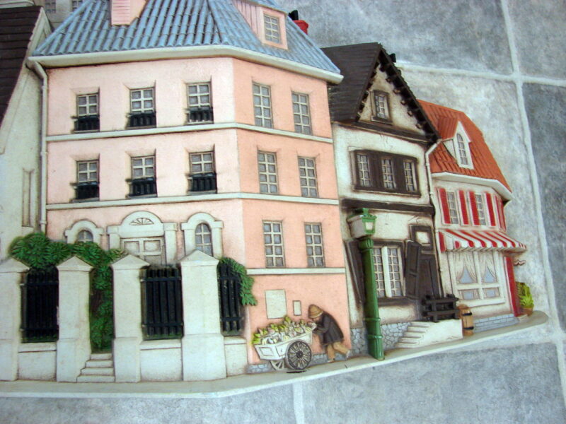 Vintage 1976 Burwood Products 3-D Oversized 55&#8243; Wall Hanging Street Scene Houses, Moose-R-Us.Com Log Cabin Decor