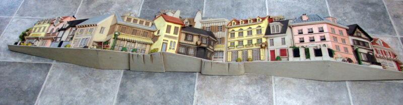 Vintage 1976 Burwood Products 3-D Oversized 55&#8243; Wall Hanging Street Scene Houses, Moose-R-Us.Com Log Cabin Decor