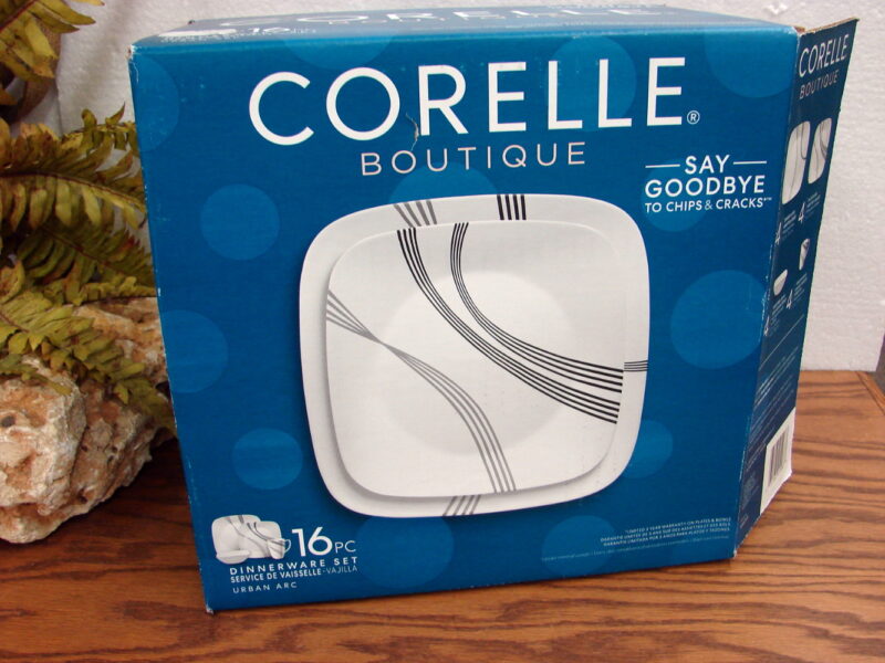Corning Ware Corelle Bouquet USA Urban Arc Dinnerware 16 Pc Serving for Four NIB, Moose-R-Us.Com Log Cabin Decor