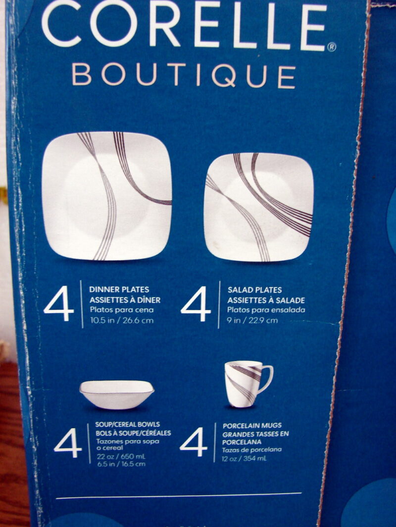 Corning Ware Corelle Bouquet USA Urban Arc Dinnerware 16 Pc Serving for Four NIB, Moose-R-Us.Com Log Cabin Decor