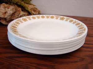 Set/10 Vintage Corning Ware Corelle Butterfly Gold Dinner Plates Good Condition