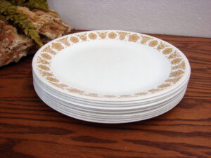 Set/11 Vintage Corning Ware Corelle Butterfly Gold Dinner Plates Used Fair Condition