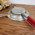 Antique Krumkake Iron Red Wood Handle Plastics for Industry Mpls Nordic Ware