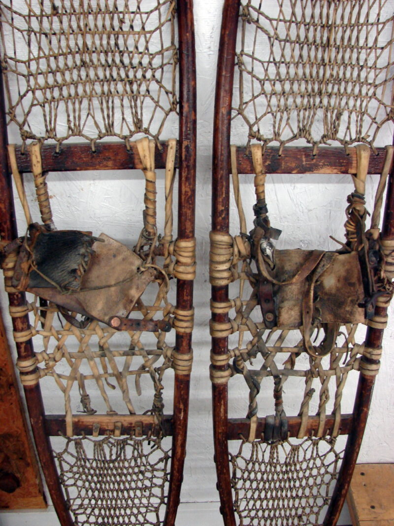 Vintage Ski Lodge Decor Lund Hastings MN Wood Sinew Snow Shoe Set Patina, Moose-R-Us.Com Log Cabin Decor