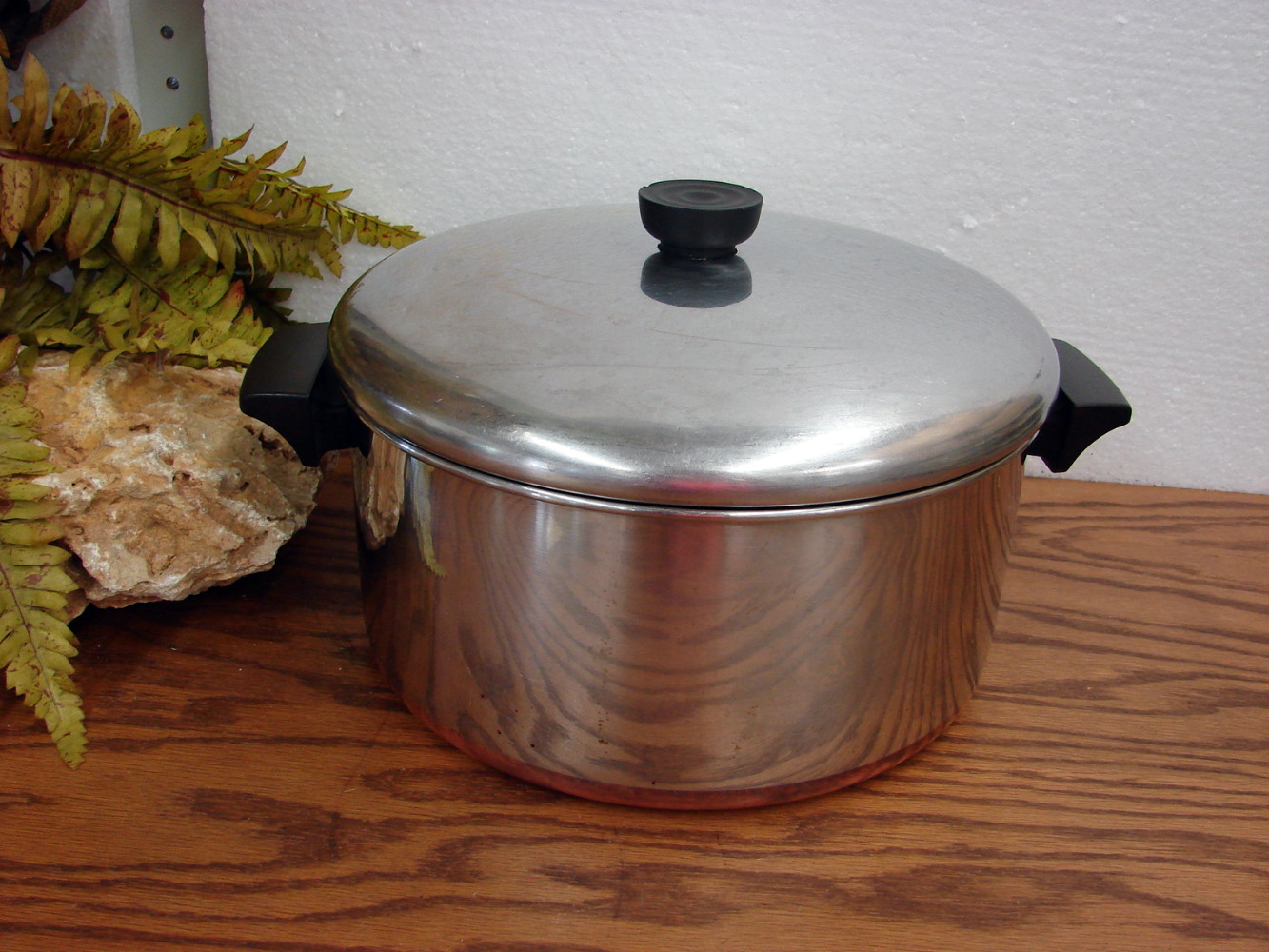 Vintage Copper Bottom Revere Ware 6 Quart Stock Pot w/ Lid Freckles Inside