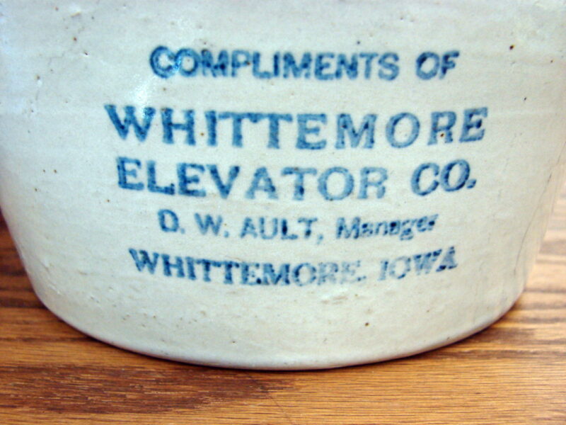 Antique Red Wing Stoneware Advertising Bean Pot Whittemore Iowa Farming, Moose-R-Us.Com Log Cabin Decor