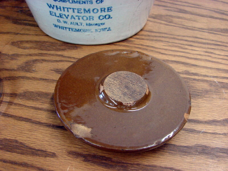 Antique Red Wing Stoneware Advertising Bean Pot Whittemore Iowa Farming, Moose-R-Us.Com Log Cabin Decor