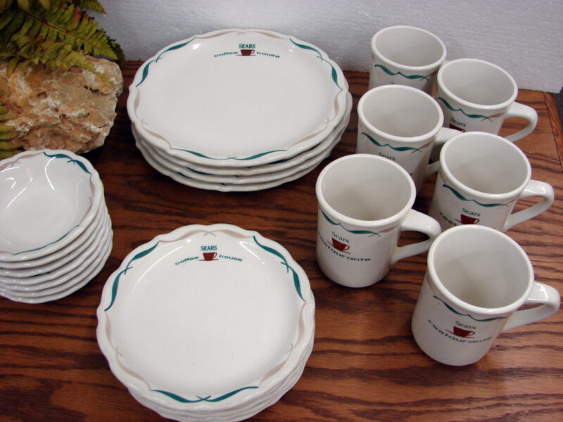 Vintage 1960&#8217;s Sears Coffee House Cafe Restaurant Ware Syracuse China 22 Pc Lot, Moose-R-Us.Com Log Cabin Decor