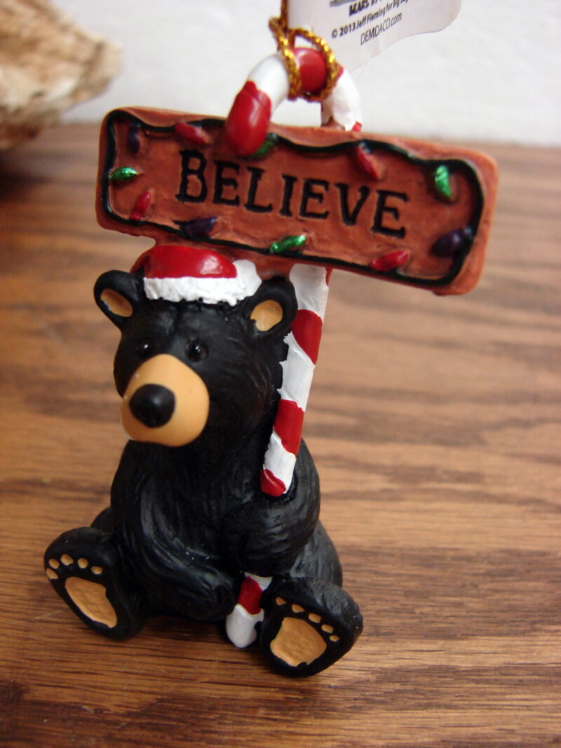 New Big Sky Carvers Bearfoots Bears Jeff Fleming Believe Ornament, Moose-R-Us.Com Log Cabin Decor
