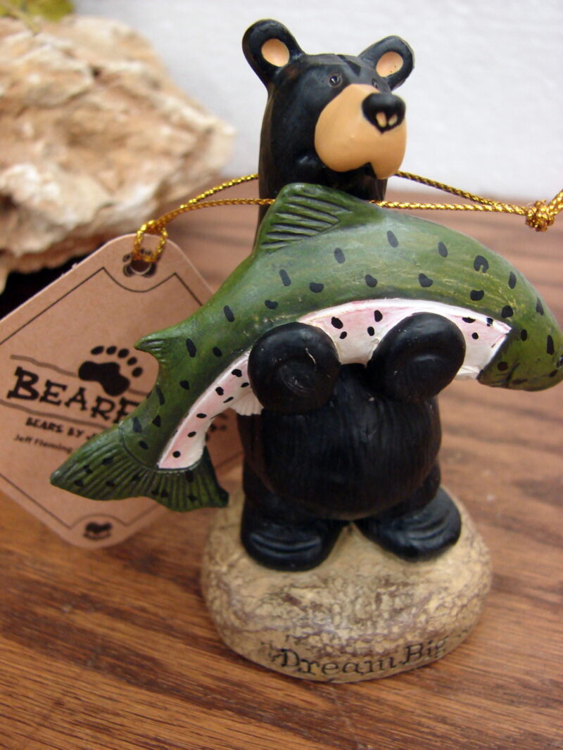 New Big Sky Carvers Bearfoots Bears Jeff Fleming Dream Big Fish Mini Figurine, Moose-R-Us.Com Antiques Collectibles Log Cabin Decor