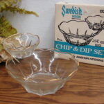 Vintage Anchor Hocking Swedish Modern 22k Gold Edge Clear Chip Dip Set NIB