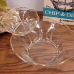Vintage Anchor Hocking Swedish Modern 22k Gold Edge Clear Chip Dip Set NIB - Image 2