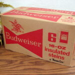 Set/6 Vintage NOS Thermo-Serv West Bend Budweiser Insulated Beer Steins NIB