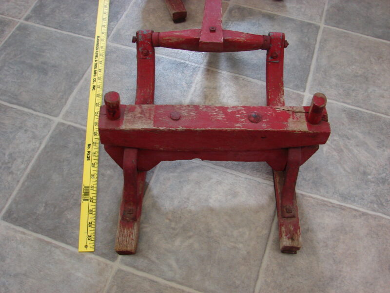 Vintage Child&#8217;s Bob Sled Original Red Paint Snow Sled Wooden Iron Runners, Moose-R-Us.Com Log Cabin Decor
