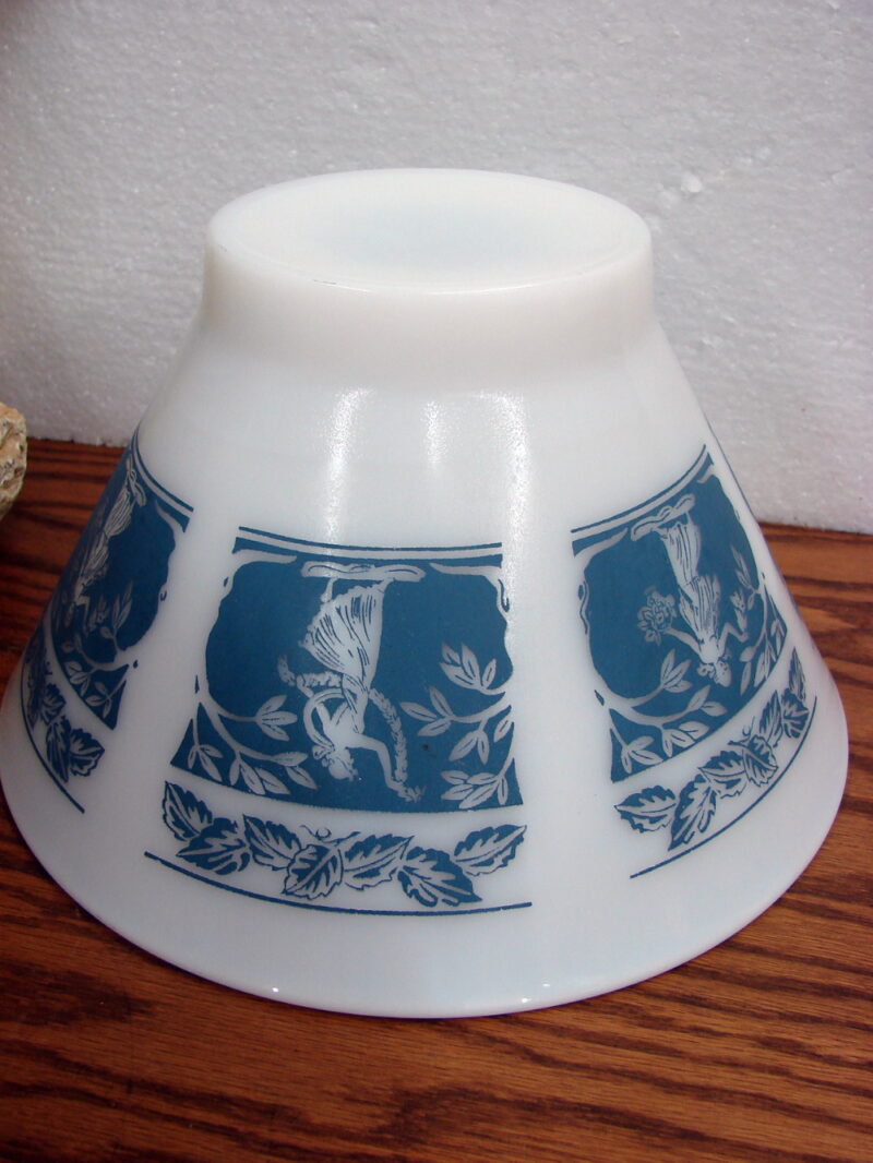 Vintage Hazel Atlas Wedgewood Blue Milk Glass Greek Panel Serving Bowl, Moose-R-Us.Com Log Cabin Decor